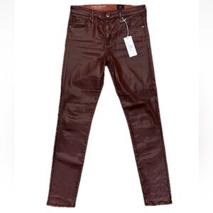 NEW AG ADRIANO GOLDSCMEID FARRAH HIGH-RISE SKINNY ANKLE COATED JEANS LEATHERETTE